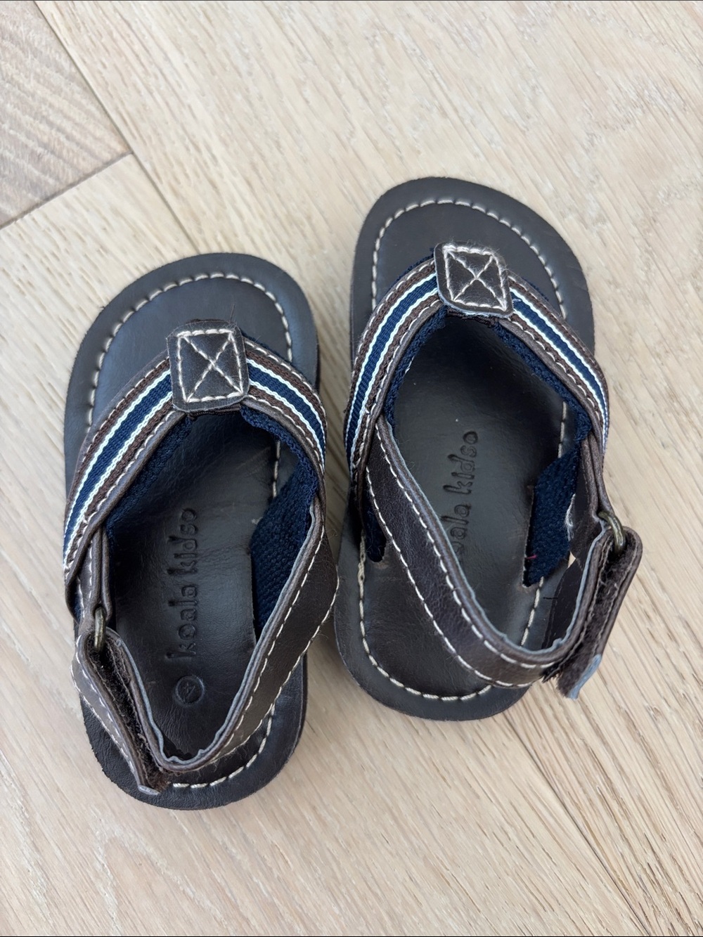 Koala kids, Brown and Navy Striped Flip Sandals